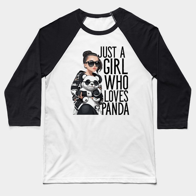 Just A Girl Who Loves Panda Baseball T-Shirt by Merchweaver